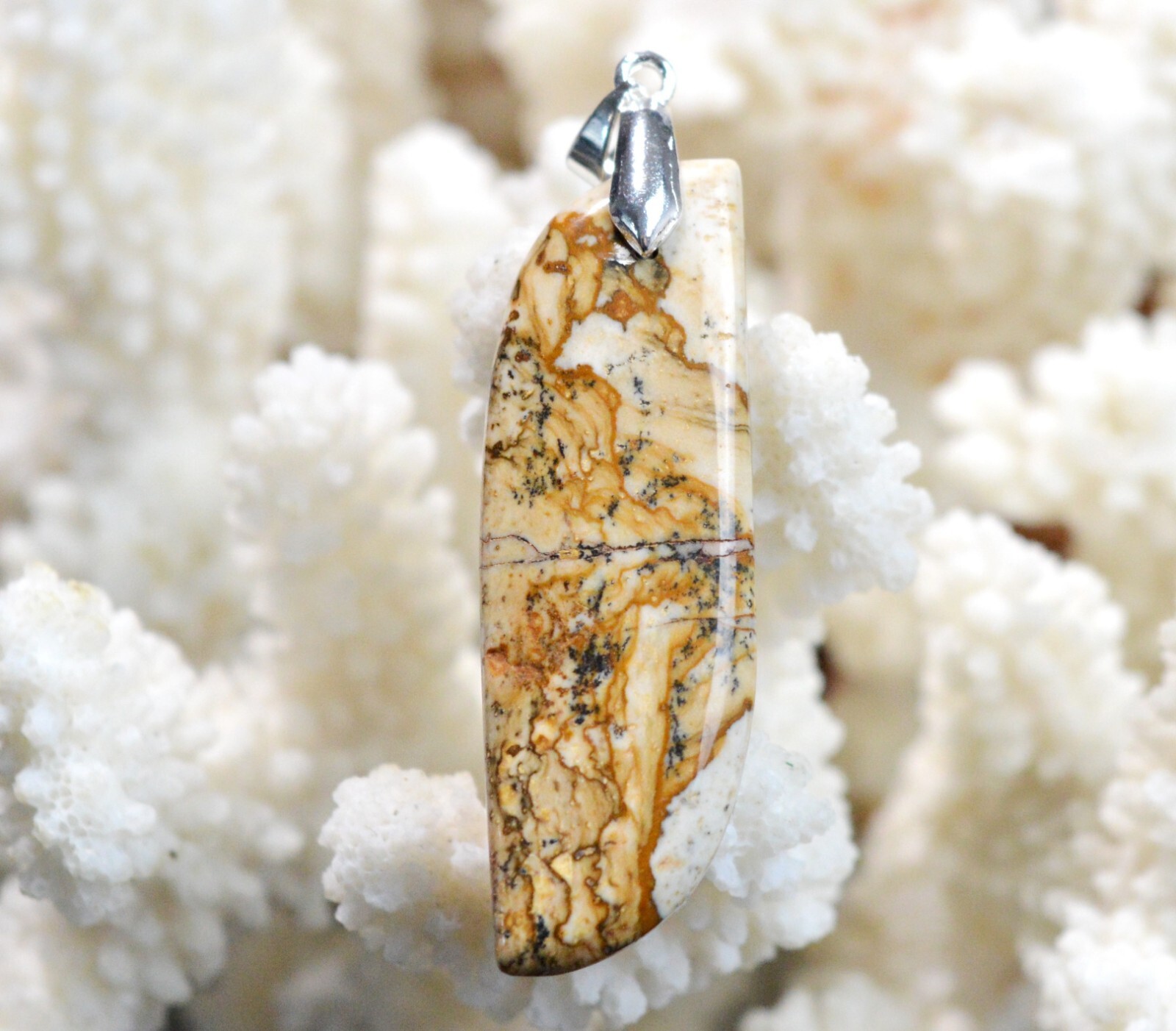 Pendentif jaspe paysage de Namibie cabochon 36 carats en pierre naturelle pour collier unique EH2