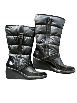 AK Anne Klein Women's Boots Black Wedge Size 10 M Winter Mid