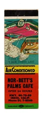 NOR-BETT'S PALMS CAFE matchbook matchcover - INDIO, CALIFORNIA