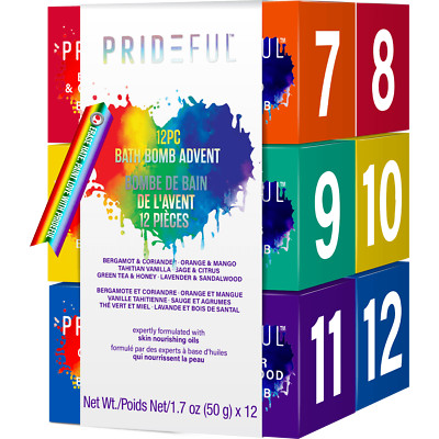 NEW - Prideful Bath Bomb Set, 1.7 oz, 12 Piece Advent Calendar