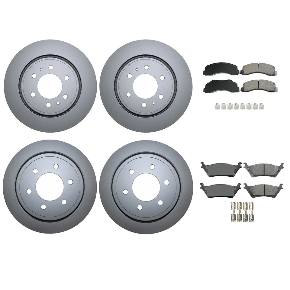 Kit de frenos delanteros traseros rotores de disco y juego de pastillas de cerámica Akebono ProACT para Ford F-150 Foto 3 de 4