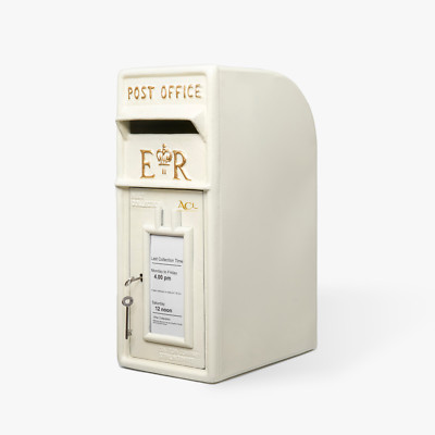 Briefkasten ER Royal Mail Design Elfenbein Gusseisen Wandbriefkasten mit Schloss