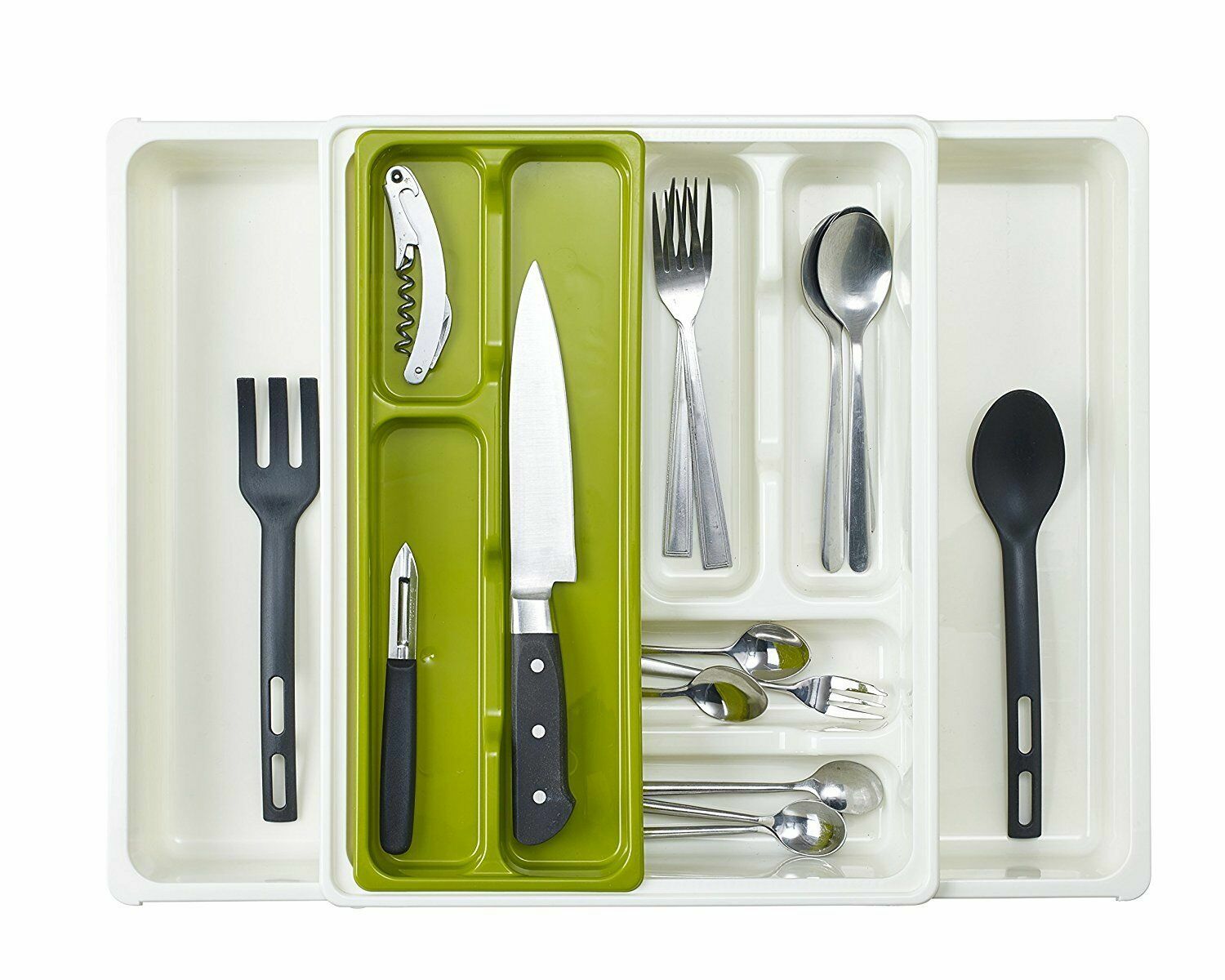 CUTLERY HOLDER TRAY PLASTIC EXTENDABLE 9 COMPARTMENT ADJUSTABLE DRAWER