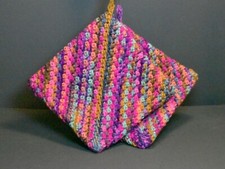 Hand Crocheted Double Thick Hot Pad Pot Holder Pair "Golden Bouquet" peach gold