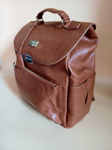 ELF JADE Nappy Bag Backpack Vegan Leather Brown Diaper Mummy Mother Baby Gift - Picture 3 of 7