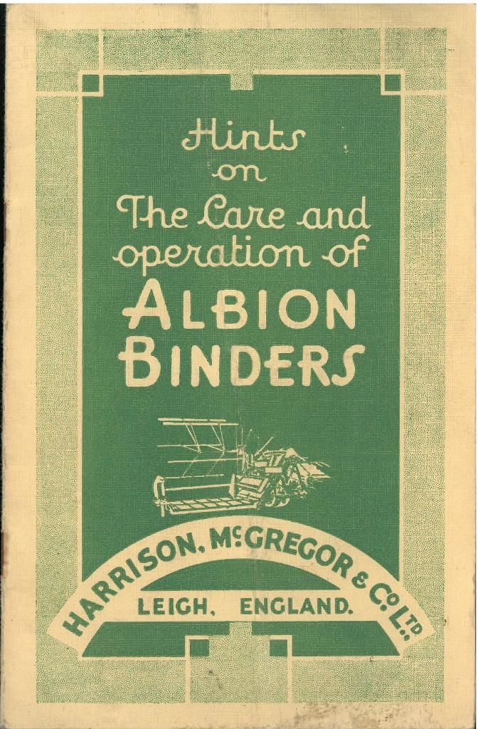 Harrison, McGregor & Co Ltd Hints on The Care and Operation of Albion