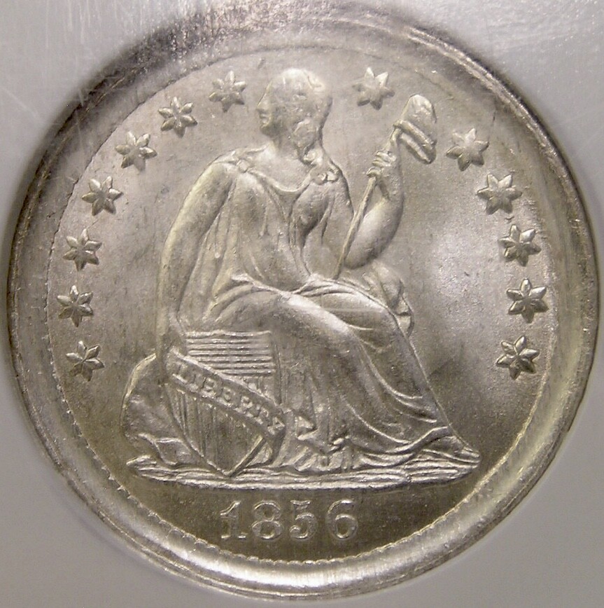 1856 LIBERTY SEATED SILVER HALF DIME AMAZING BRILLIANT PQ++ GEM++