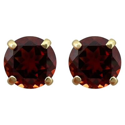 Lebendig rot Almandin Rhodolith Granat 9k Gelbgold Rund geschnitten Ohrstecker 5 mm