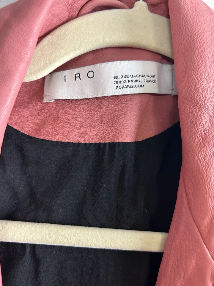 Новый IRO Ashville кожаная куртка | коралловый розовый - размер 42 $1200 мотоциклиста - Изображение 2 из 3