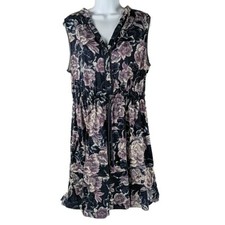 Simply Vera Wang Dress Large Tiered Layer Floral Print Elastic Whimsicore Fairy