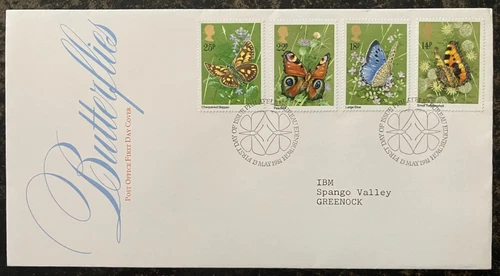 United Kingdom 1981 - Butterflies stamps set FDC, Philatelic Bureau, Edinburgh