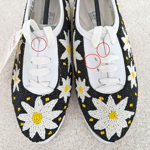 NEW Vintage 1990s Colorwerks Tennis Shoes Beaded Sneakers Floral Daisy Size 6 - Picture 8 of 14