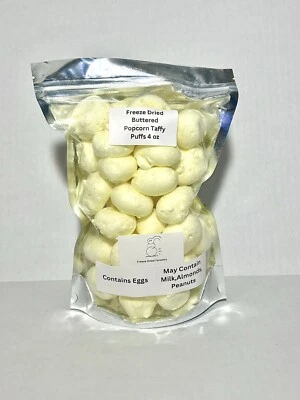 FREEZE DRIED FANATICS Freeze Dried Buttered Popcorn Saltwater Taffy 4 Oz Made Fresh To Order