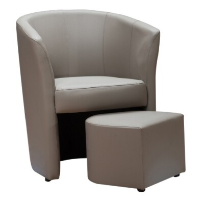 Poltrona in Ecopelle Tortora con Poggiapiedi Pouf Poltroncina