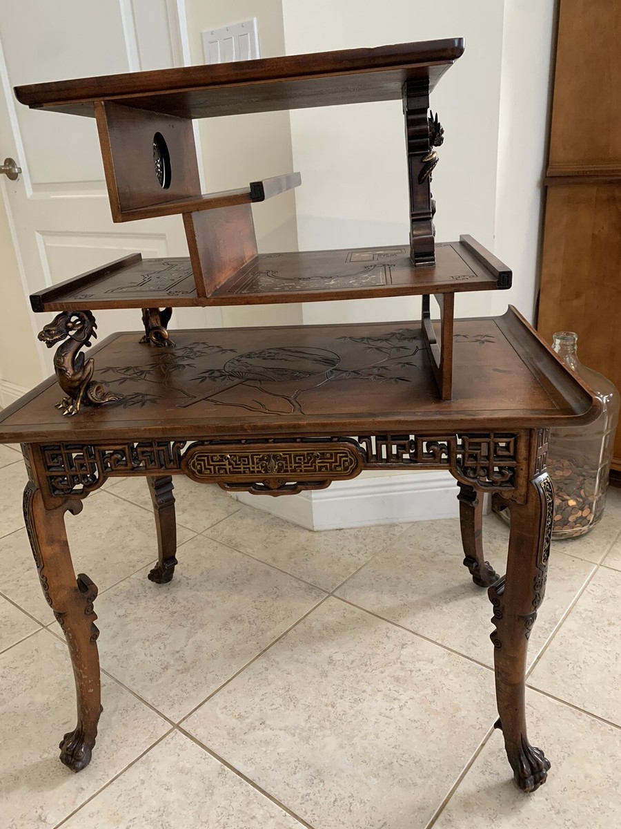 French Wood Table Asian Japanese attributed Gabriel Viardot | eBay
