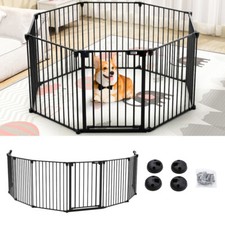 3/5/6/8 Panel Dog Gate Pet Cat Fence Baby Safety Barrier Divider Folding Doorway