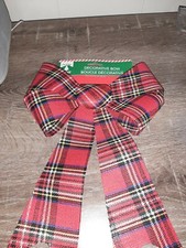 Large Christmas Bow, Red Green Plaid Christmas Decor, plastic