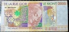 DE LA RUE GIORI SPECIMEN LEONARDO DA VINCI  ERRORE DI STAMPA DOPPIA MATRICOLA