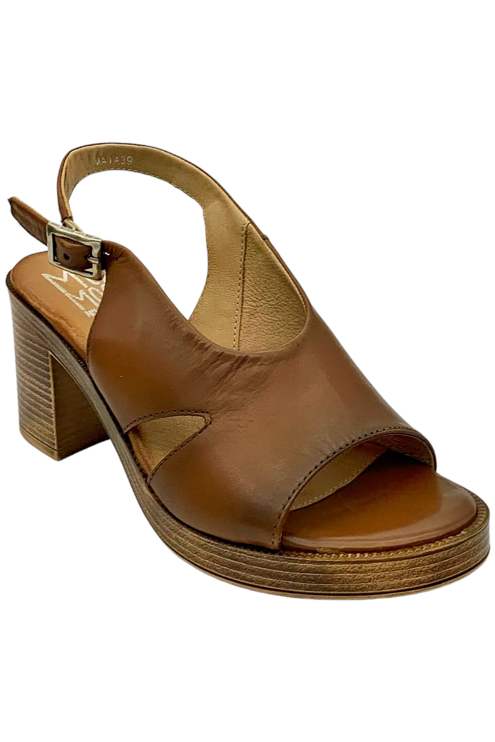 Кожаные босоножки на каблуке с ремешком сзади от Miz Mooz Maia Brandy