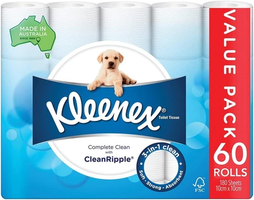 Kleenex Complete Clean Toilet Paper 60 Count (1x60 Rolls) - Packaging May Vary