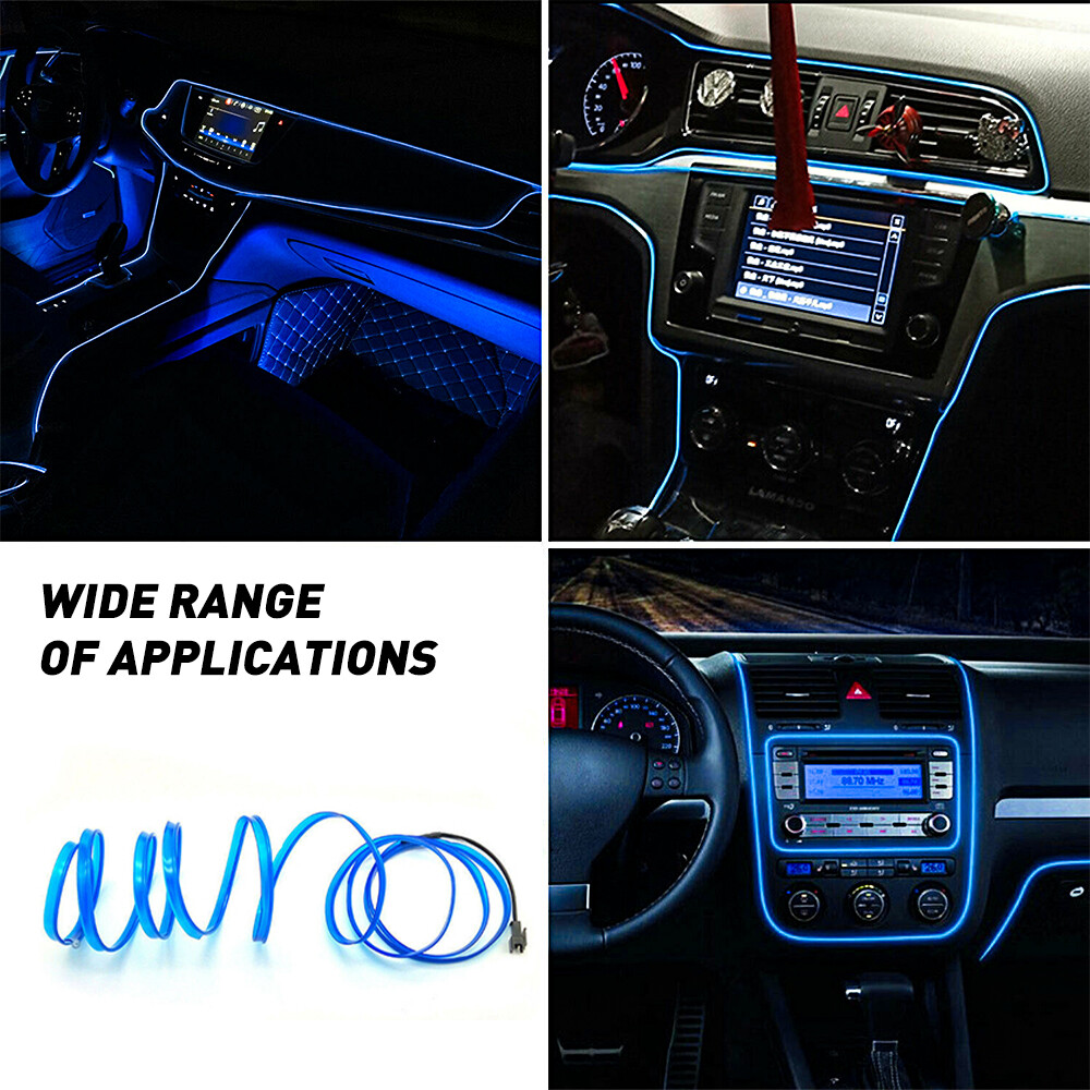 5M Blue Auto Car Interior Wire Atmosphere Strip LED Light Decor Lamp Accessories