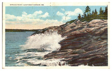 Postcard Spruce Point, Boothbay Harbor, Maine White Border c1922 1 Cent Stamp