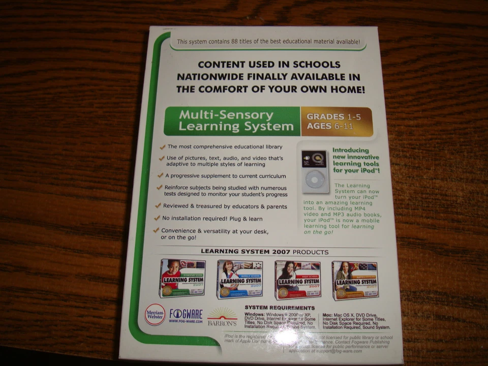 Fogware Elementary School Learning System 2007 for PC, Mac( sealed retail box) - Image 2 of 3