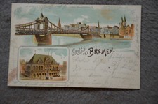 37107 AK Bremen Lithograph Large Weser Bridge Town Hall 1901