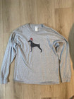 Men's Long Sleeve T-shirt cotton grey Christmas Dobermann Dog