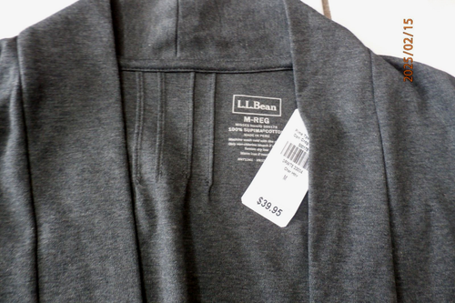 NWT LL Bean Womens Medium Open Cardigan 100% Supima Cotton Gray G808 - Picture 2 of 7