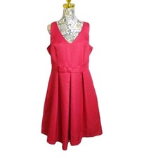 City Chic Ladies Red Patterned Pleated Dress Pockets Size XS VGC