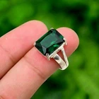 Emerald Ring 925 Sterling Silver Ring Lab Created Gemstone Ring Women's Ring