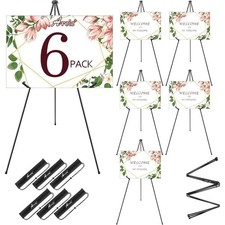 Portable Foldable Metal Easel Stand for Display 6 Pack Adjustable Floor Easels