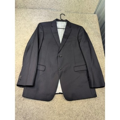 Tommy Hilfiger Mens Navy Blue Pinstripe 100% Wool Two Button Blazer Jacket 42R