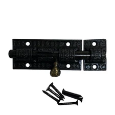 Victorian Slide Bolt Iron and Brass Knob Antique Replica