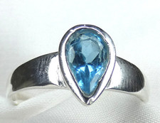 💎 Blautopas Ring 925 Silber facettiert Swiss Blue  Gr 58 / 18,4 hochwertig !!!