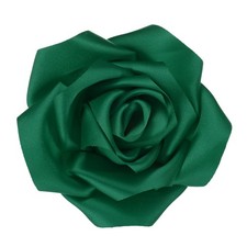 Large Satin Rose Flower Lapel Pin Brooches for Women 11cm, Dark Green 