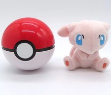 Pokemon Mew Stuffed Toy Badge Plush 3.1in Monster Ball Case