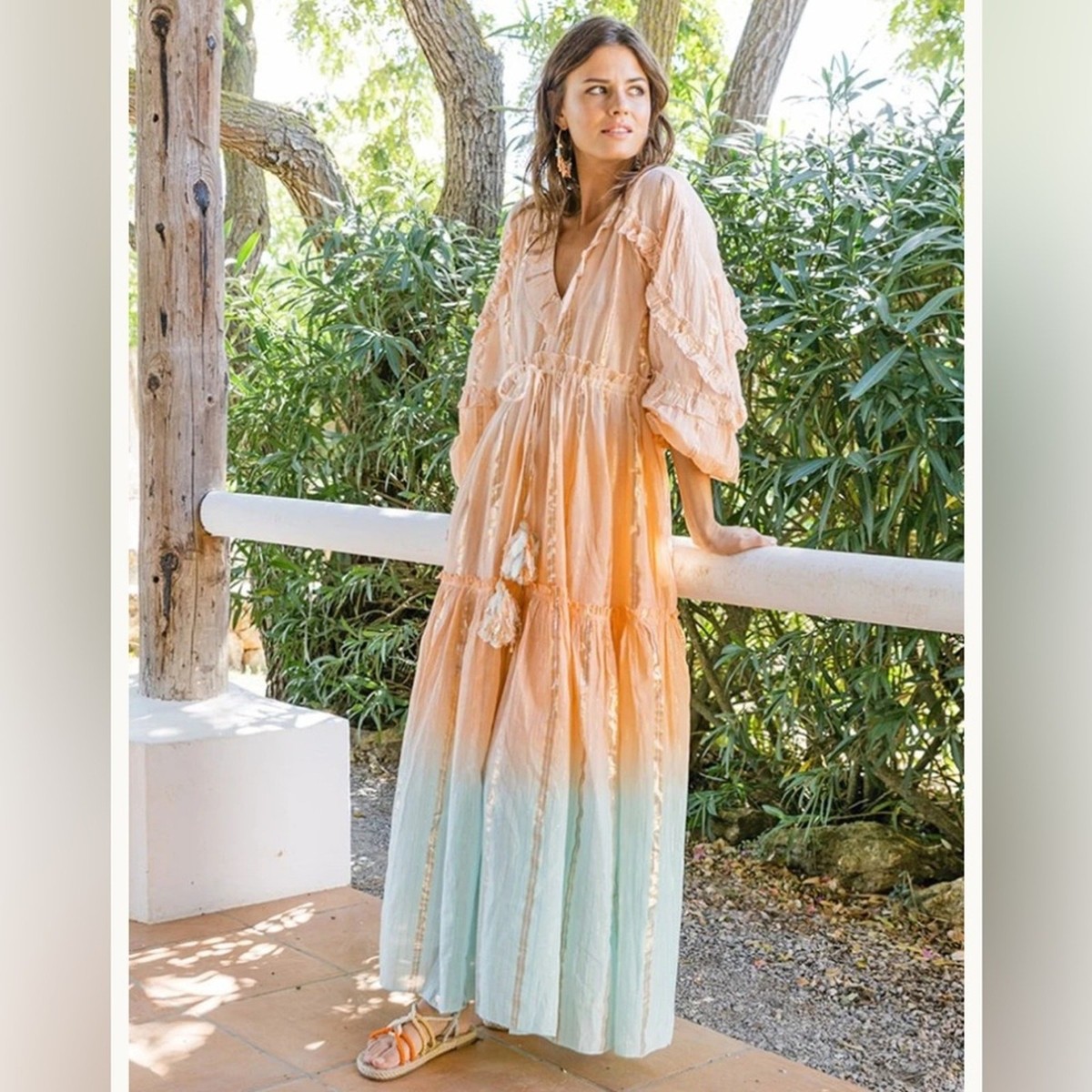 Miss June Paris NEW Ombre Metallic Stripe Maxi Chelly Dress NWT One Size Miss June Paris NEW Ombre Metallic Stripe Maxi Chelly Dress NWT One Size