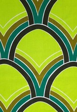 2 vintage fabric curtains green olive 60s 70s Mid-Century Modern 77"x46"