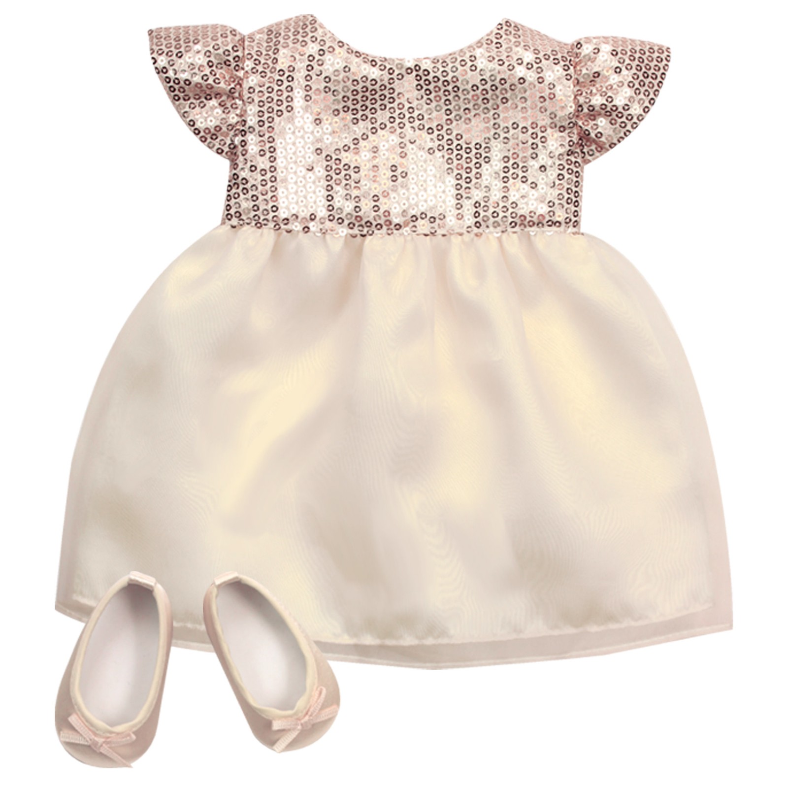 Sophia&rsquo;s Sequin Dress & Shoes for 15&rdquo; Baby Dolls, Champagne Gold