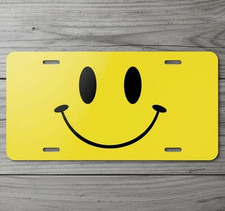 Smiley Face Yellow & Black 6 x 12 Novelty  Aluminum License Plate New!