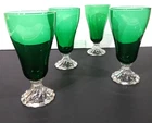 Set of 4 Vintage Anchor Hocking Emerald Green Burple Iced Tea Goblets Swirl Base