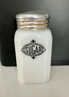 Vintage Hazel-Atlas Milk Glass "Black Shield" Range Sugar Shaker