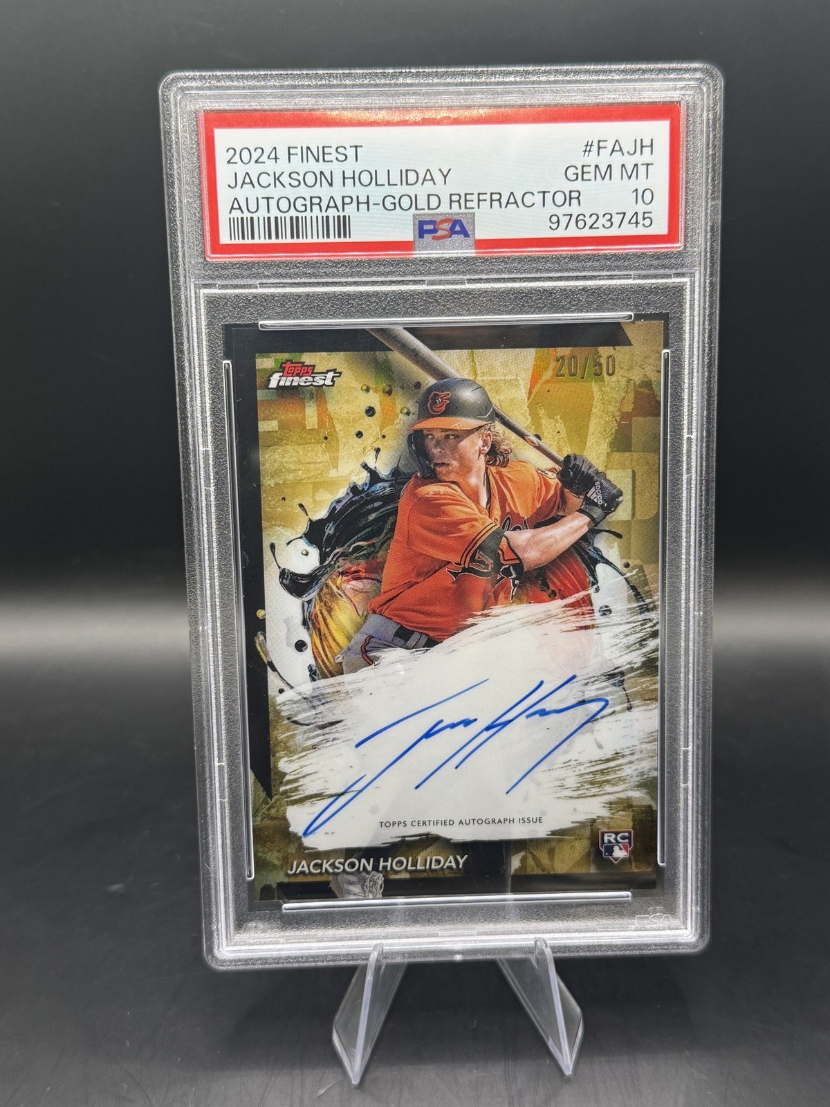 Jackson Holliday 2024 Finest #FAJH Auto Gold /50 PSA 10