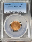 1936-D  Lincoln Cent   PCGS   MS 66+ RD