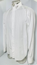 auth DIOR HOMME white cotton LOGO EMBROIDERED Button-Up Shirt 43