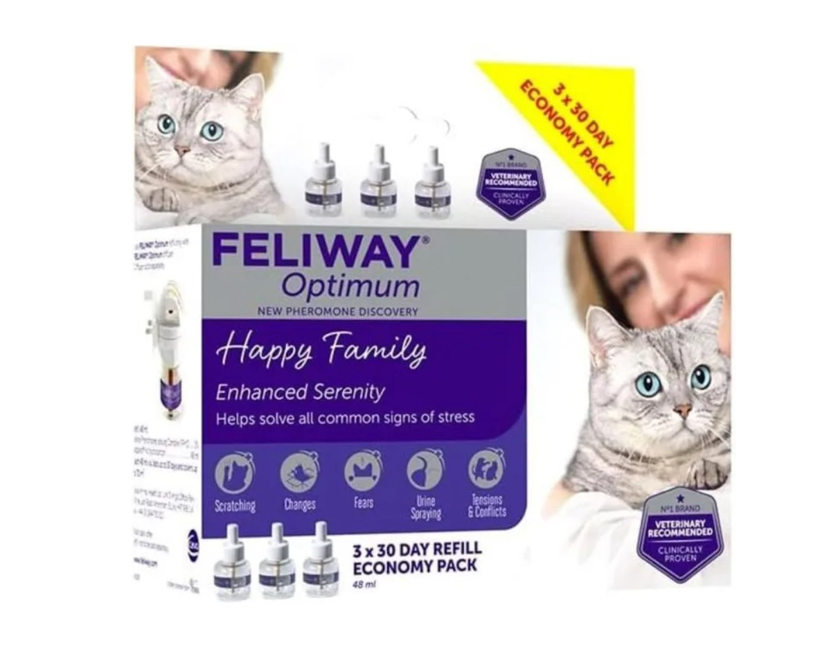 FELIWAY Optimum diffuseur recharge 3x48ml pour un foyer serein et des chats détendus