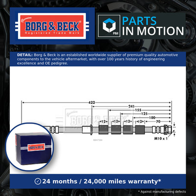 Brake Hose fits FORD FIESTA Mk4, Mk6 1.6 Front Left 08 to 12 Hydraulic B&B New
