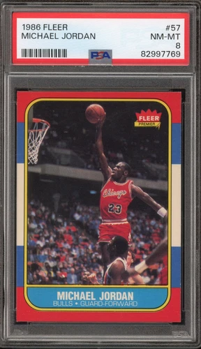 1986 Fleer Michael Jordan Rookie RC #57 PSA 8